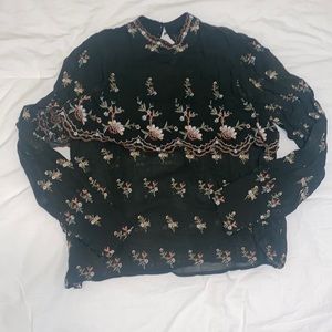 Zara Woman Sheer Overlay Top